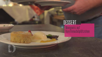 Mangoeis auf Vanilleplätzchen