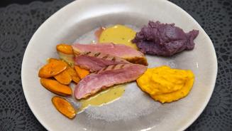Canard à l'orange mit zweierlei Püree