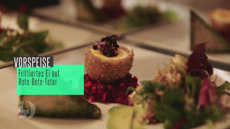 Frittiertes Ei auf Rote-Bete-Tatar