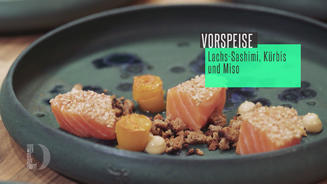 Sashimi vom Lachs mit Roggencrunch