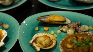 Pulpo-Ragout - gebratene Meeresfrüchte