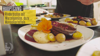 Rinderbraten dazu Mandelkartoffeln