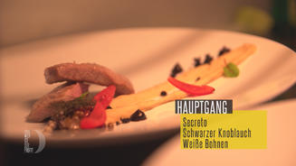 Iberico Secreto mit weißem Bohnenpüree