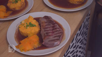 Bison-Roastbeef mit Gemüse