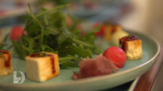 Melonensalat an Schafskäse