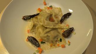 Wildschweinravioli mit Morcheln