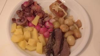 Dreierlei vom Kalb mit Zwiebeln