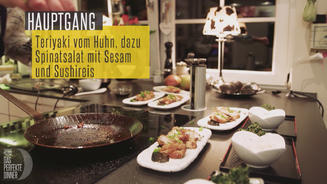 Teriyaki vom Huhn & Sesam-Spinatsalat