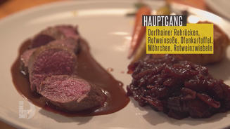 Rehrücken mit Rotweinzwiebeln