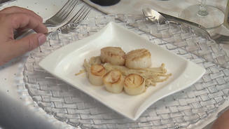 Jakobsmuscheln und Palmherzen