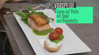 Salat mit Lachs auf Pesto