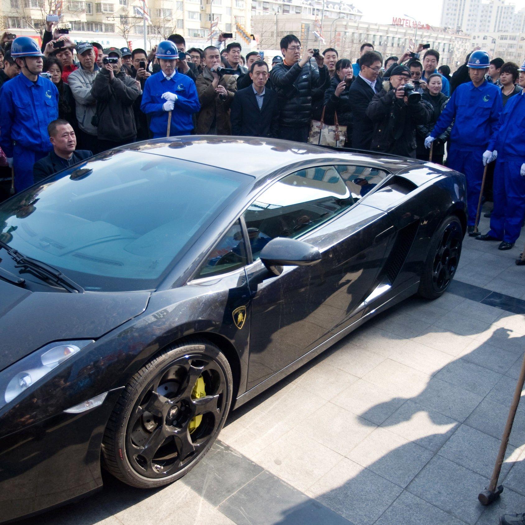 Lamborghini destroyed to mark World Consumer Rights Day Lamborghini destroyed to mark World Consumer Rights Day
