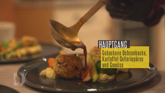 Gebackene Ochsenbacke mit Gemüse