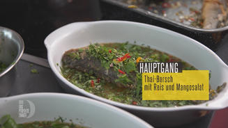 Thai-Barsch mit Limette, Minze, Chili