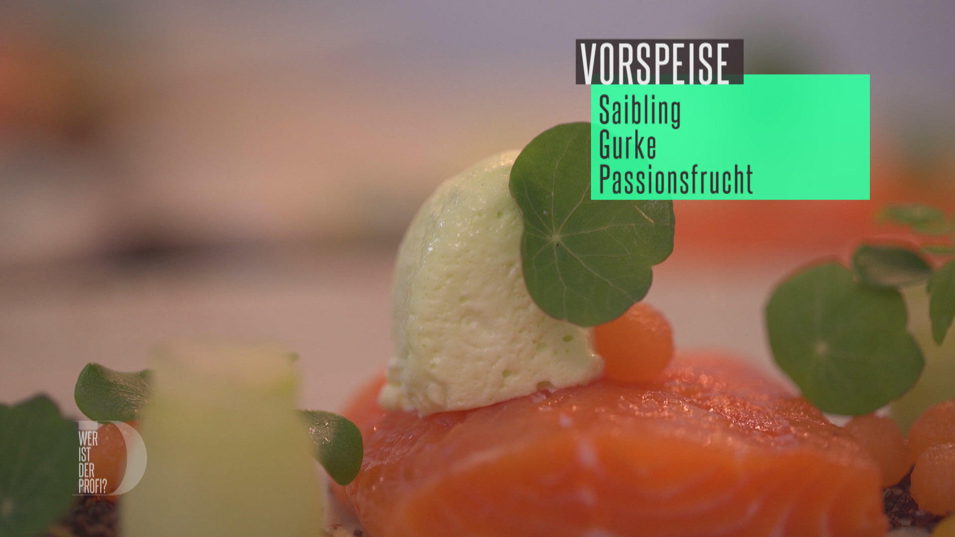 Gebeizter Saibling mit Gurke und Passionsfrucht