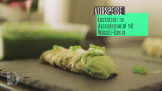Lachstatar im Avocadomantel