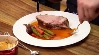 Karree vom Iberico mit Kartoffelgratin