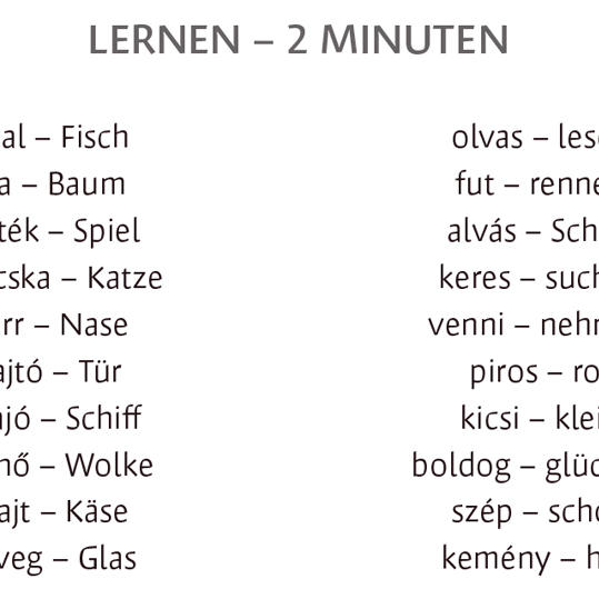 Die Aufgabe \Ungarisch - Vokabeln: Liste 1\ aus dem Buch „Mehr Platz im Gehirn“ von Dr. Boris Nikolai Konrad.