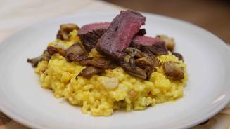 Safran-Risotto mit Rinderhüftsteak
