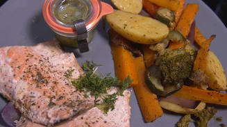 Saiblingfilet mit Ofengemüse