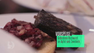 Skreifilet mit gebratener Blutwurst