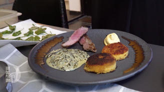 Ibérico Secreto, Spinat und Polenta