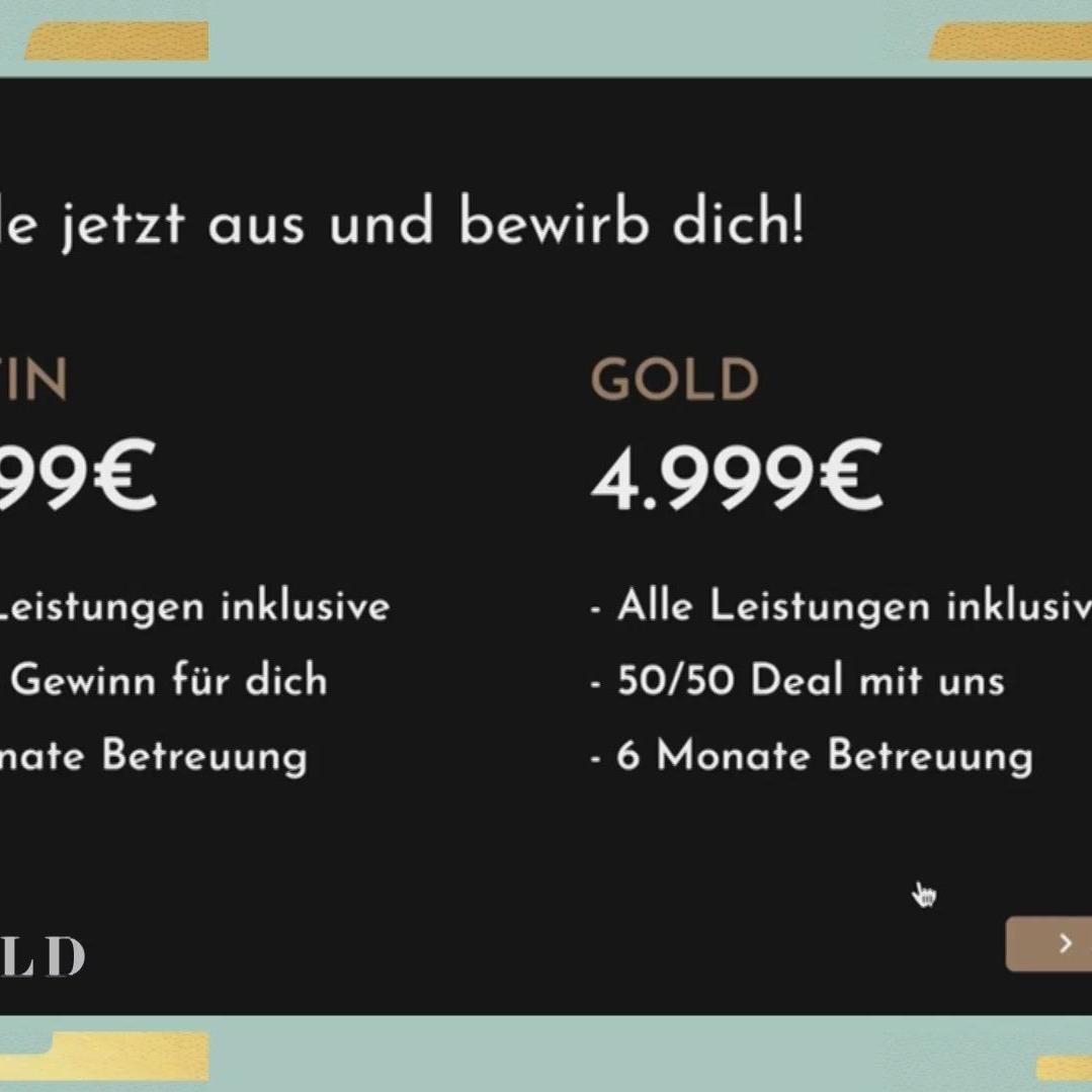Ganz schnell reich werden? So einfach ist das dann doch nicht. Zunächst muss man nämlich selbst ordentlich in die Tasche greifen, wie Reporterin Carolin von der Groeben erfährt.