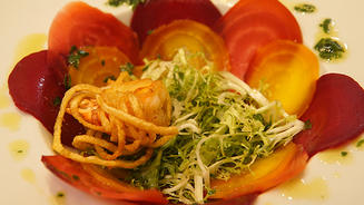 Carpaccio di rape con Gambero