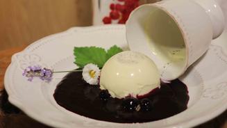 Lavendel Panna Cotta auf Heidelbeer