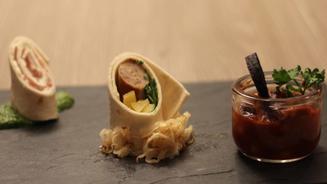 Hessisches Sushi mit Blutwurst-Ragout