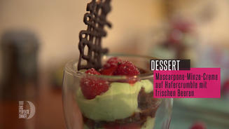 Mascarpone-Minz-Creme mit Himbeeren