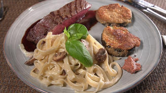  Gebratene Auberginen, Roastbeef