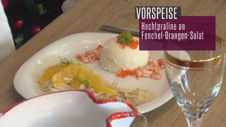 Hechtpraline an Fenchel-Orangen-Salat