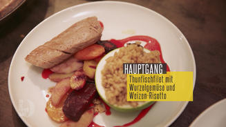 Thunfisch mit Gemüse und Weizenrisotto