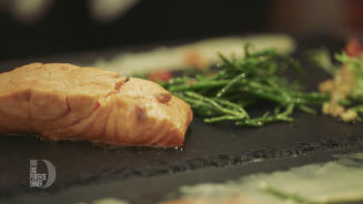 In Soja confierter Lachs