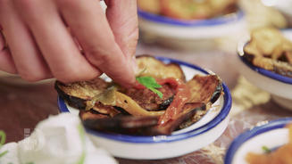 Marinierte Rinderleber mit Auberginen