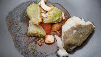 Gefüllte Zucchiniblüte mit Tomaten