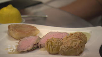 KALBSFILET mit geschmorten Birnen