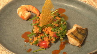 Roter Linsensalat mit Zander 