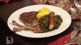 Grünkohl mit Sucuk und Beilagen