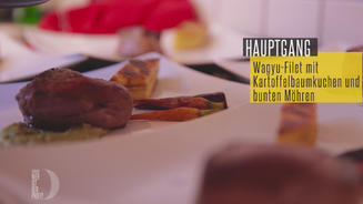 Wagyu-Filet auf einer Kürbiskernmousse