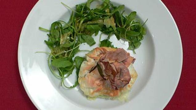 Das perfekte Dinner Rezepte - Gefüllter Filoteig mit Ziegenkäse und Porree