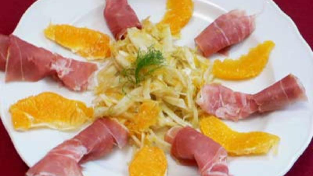 Das perfekte Dinner Rezepte - Fenchelsalat mit Orangen und Parmaschinken