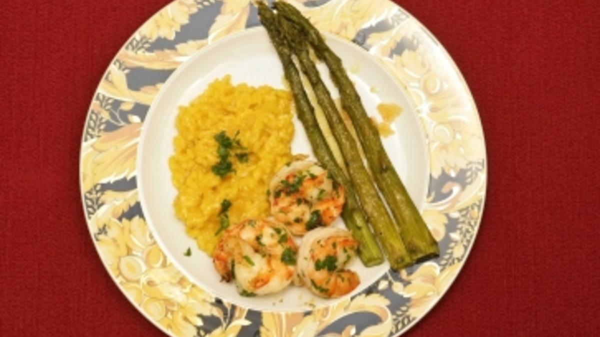 Das perfekte Promi Dinner Rezepte - Safranrisotto mit Gambas und ...