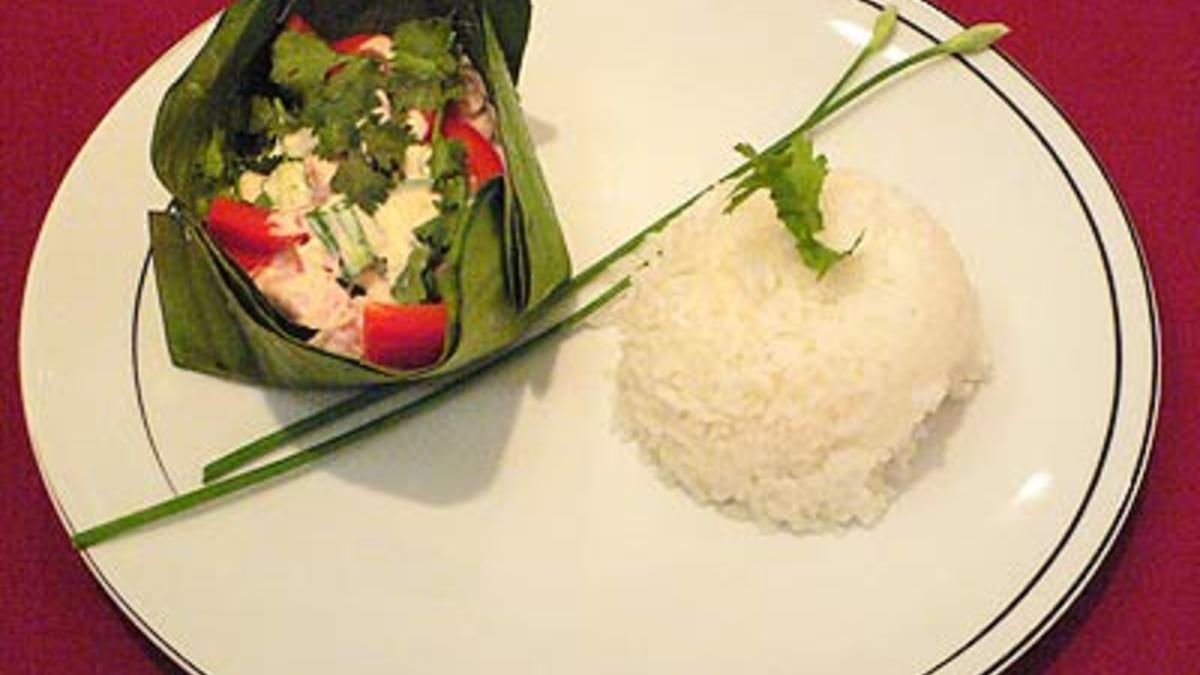 Das perfekte Dinner Rezepte - Red Snapper im Bananenblatt an Duftreis