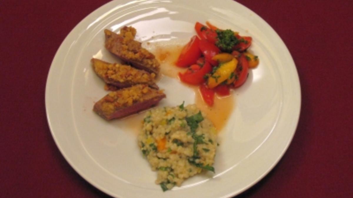 Das perfekte Dinner Rezepte - Lammrücken mit Pinienkern-Kruste an ...