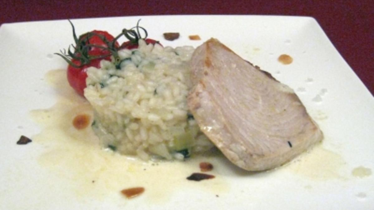 Das perfekte Dinner Rezepte - Schwertfisch mit Basilikumrisotto