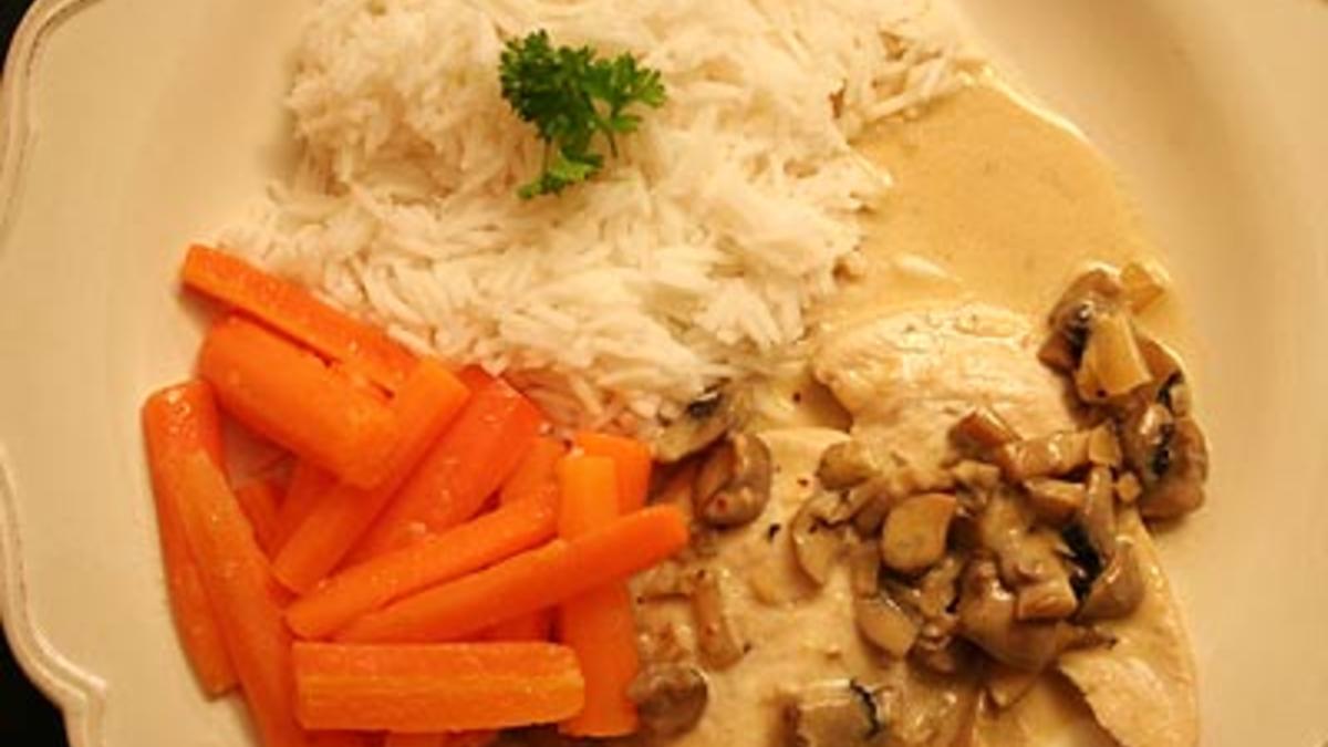 Das perfekte Dinner Rezepte - Hühnchenbrust in Portweincreme mit Reis ...