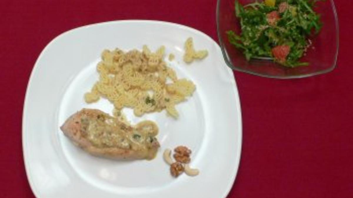Das perfekte Dinner Rezepte - Pouletbrüstchen mit Nusssoße, Nudeln und ...