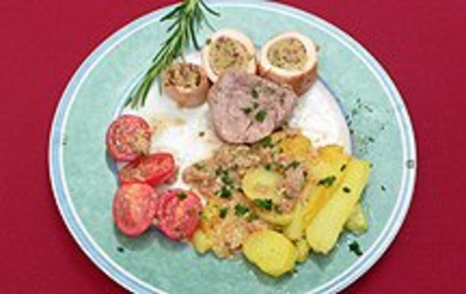 Das perfekte Dinner Rezepte - Calamar und Kalbsfilet auf Kartoffelcarpaccio Das perfekte Dinner Rezepte - Calamar und Kalbsfilet auf Kartoffelcarpaccio